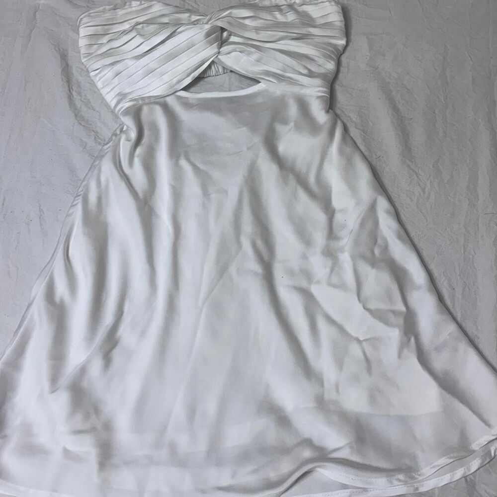 SELFIE LESLIE White Mini Satin Cutout Strappy Formal Medium Women's White Dress